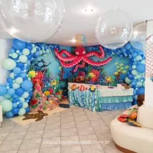 DECORAÇÃO FUNDO DO MAR polvo pequeno Rosa feito de balões